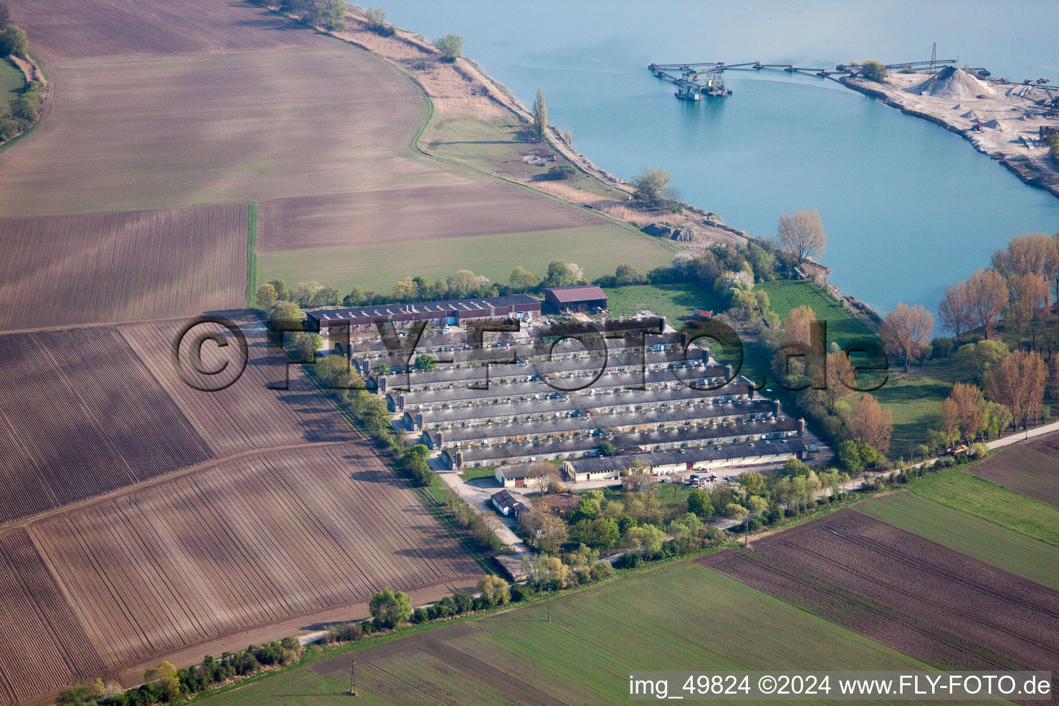 Gimbsheim in the state Rhineland-Palatinate, Germany from a drone