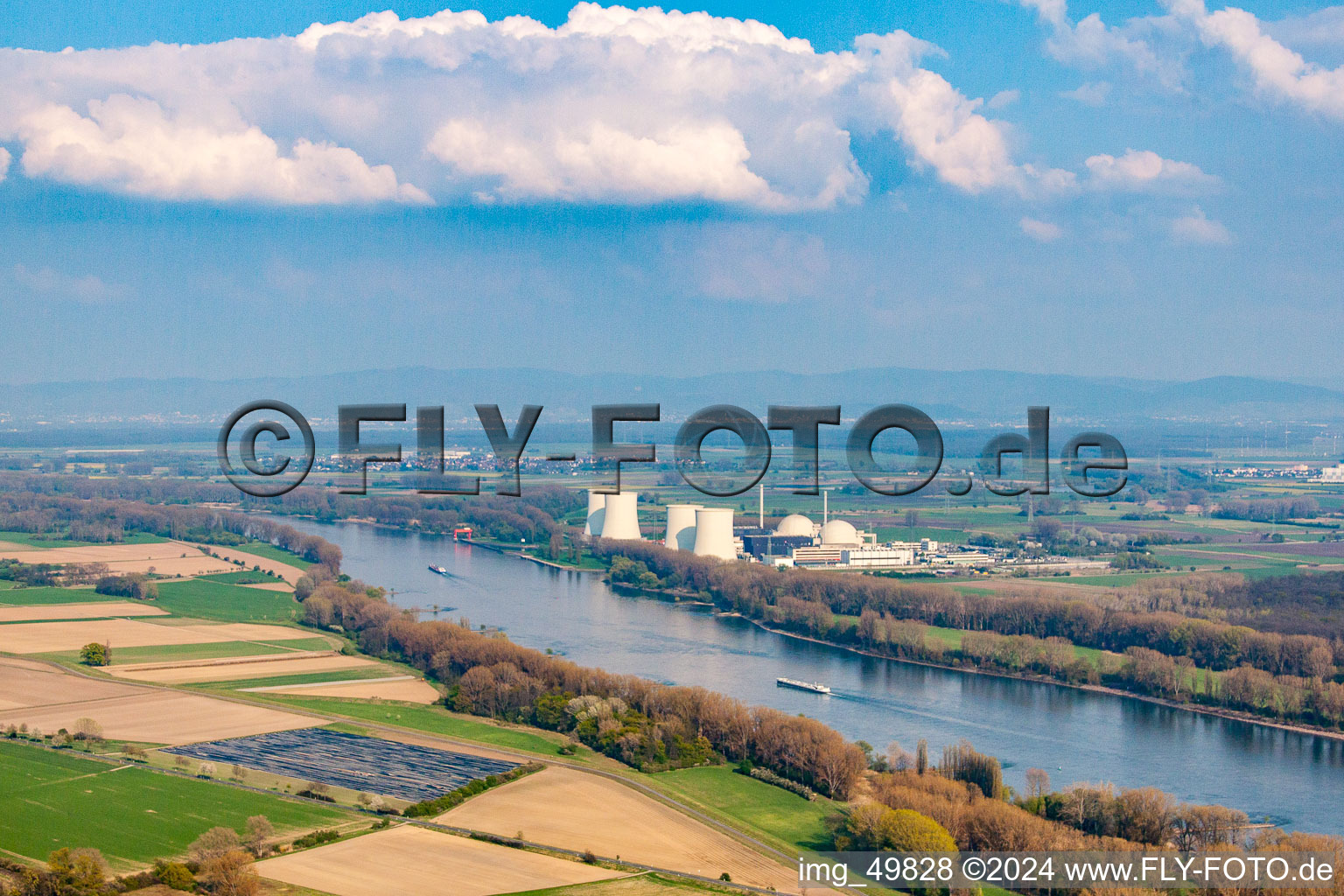 Aerial photograpy of Nuclear power plant (out of service) in the district Wattenheim in Biblis in the state Hesse, Germany