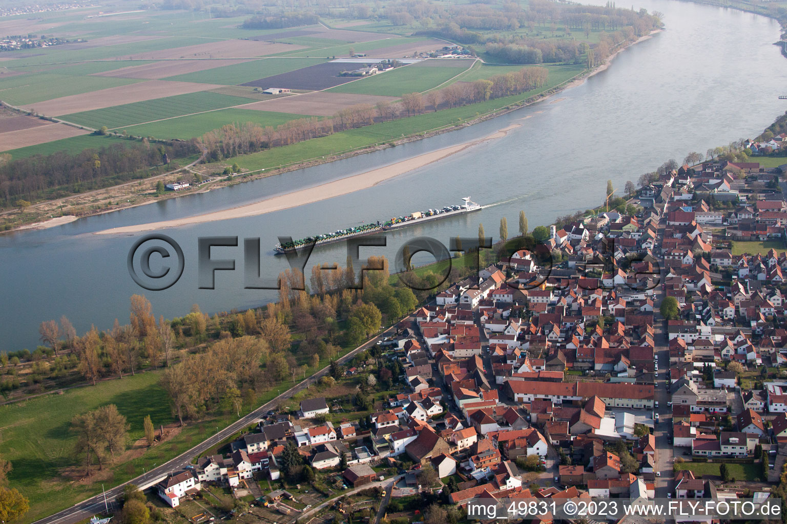 District Rheindürkheim in Worms in the state Rhineland-Palatinate, Germany viewn from the air