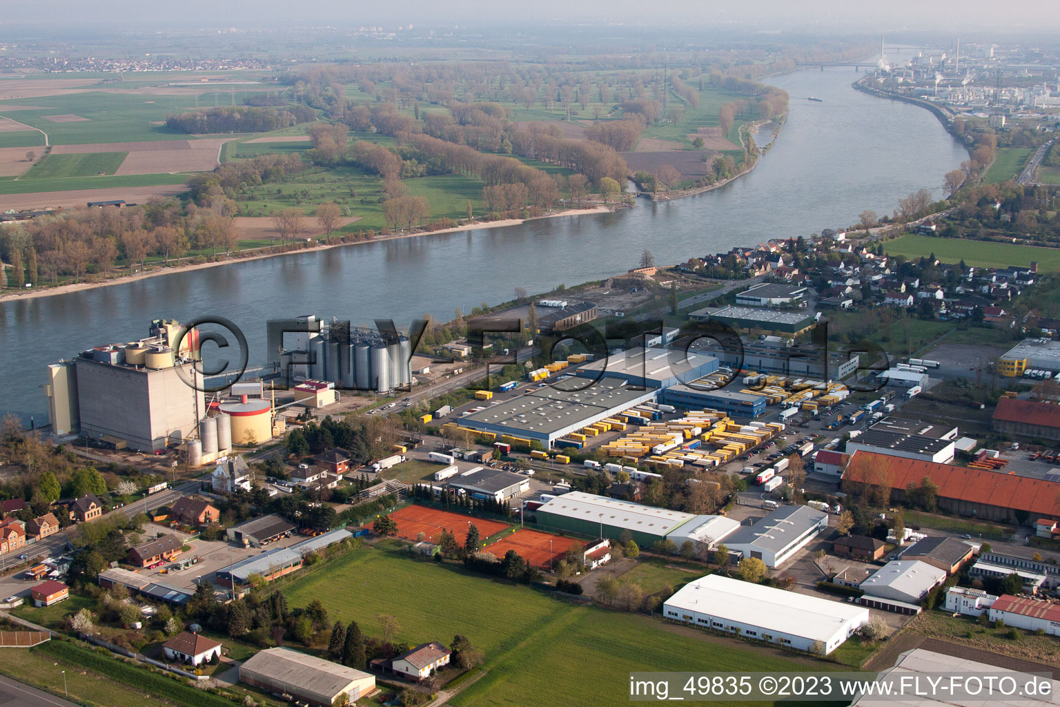 Drone image of District Rheindürkheim in Worms in the state Rhineland-Palatinate, Germany
