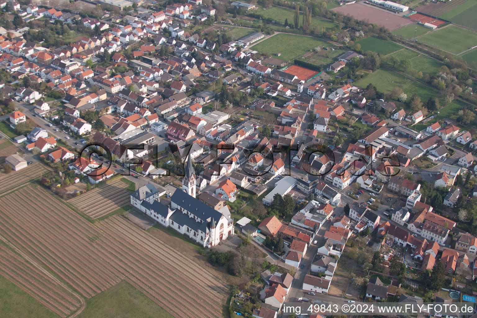 Holy Cross Church in the district Horchheim in Worms in the state Rhineland-Palatinate, Germany