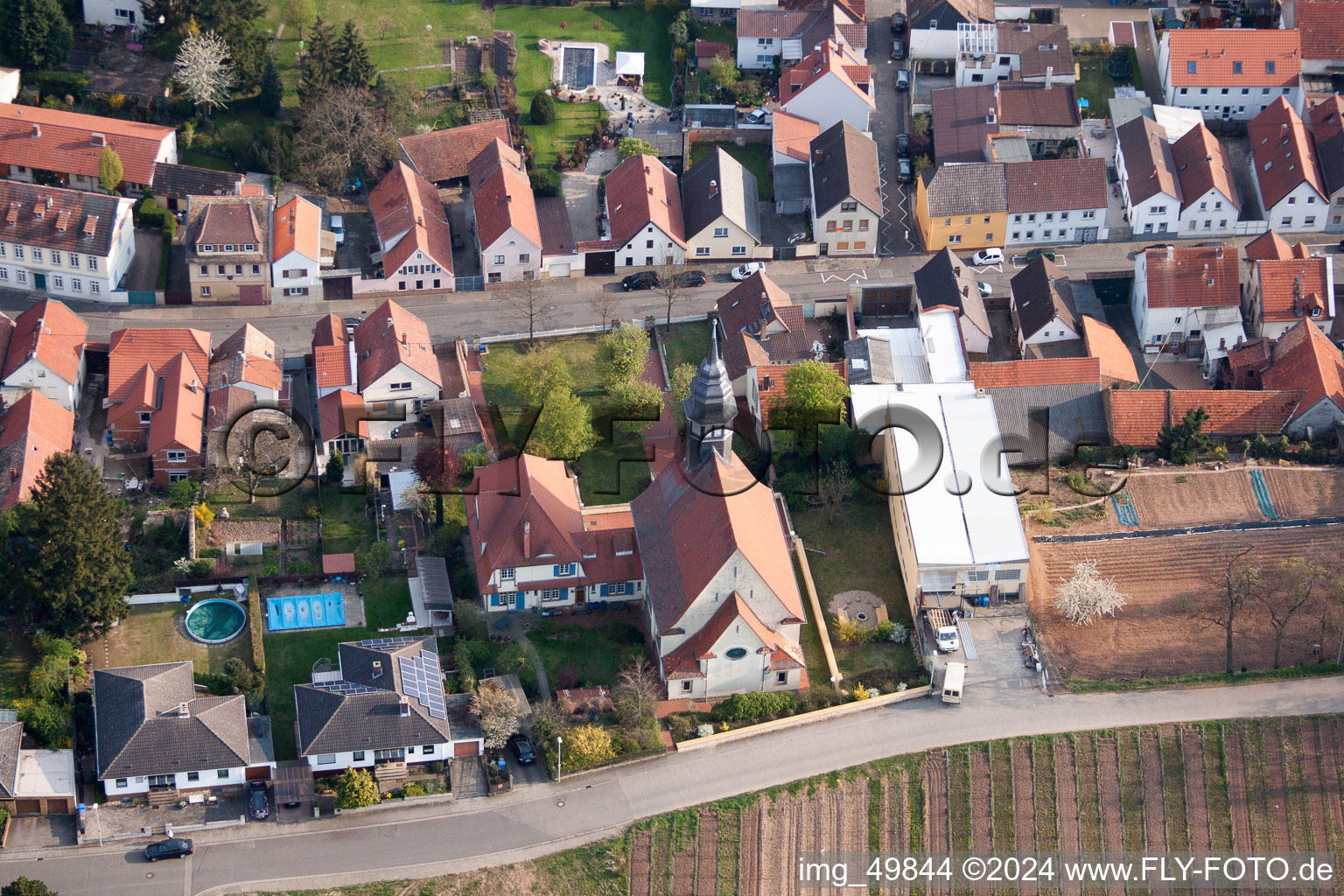 Church building of Evangelic community Worms-Horchheim in Worms in the state Rhineland-Palatinate, Germany