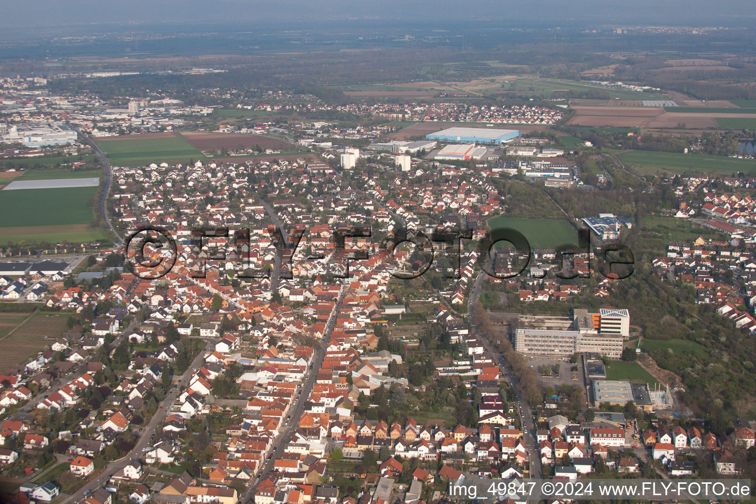 Aerial photograpy of District Horchheim in Worms in the state Rhineland-Palatinate, Germany