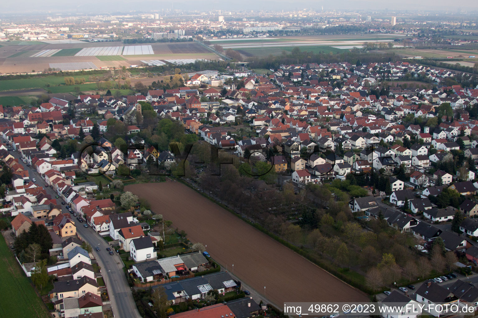 Aerial photograpy of Heßheim in the state Rhineland-Palatinate, Germany