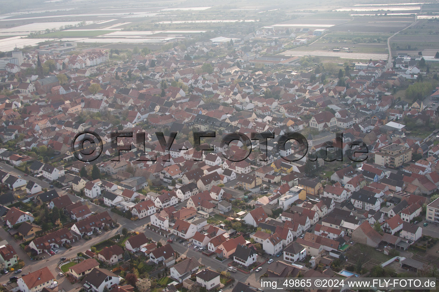 Lambsheim in the state Rhineland-Palatinate, Germany from the drone perspective