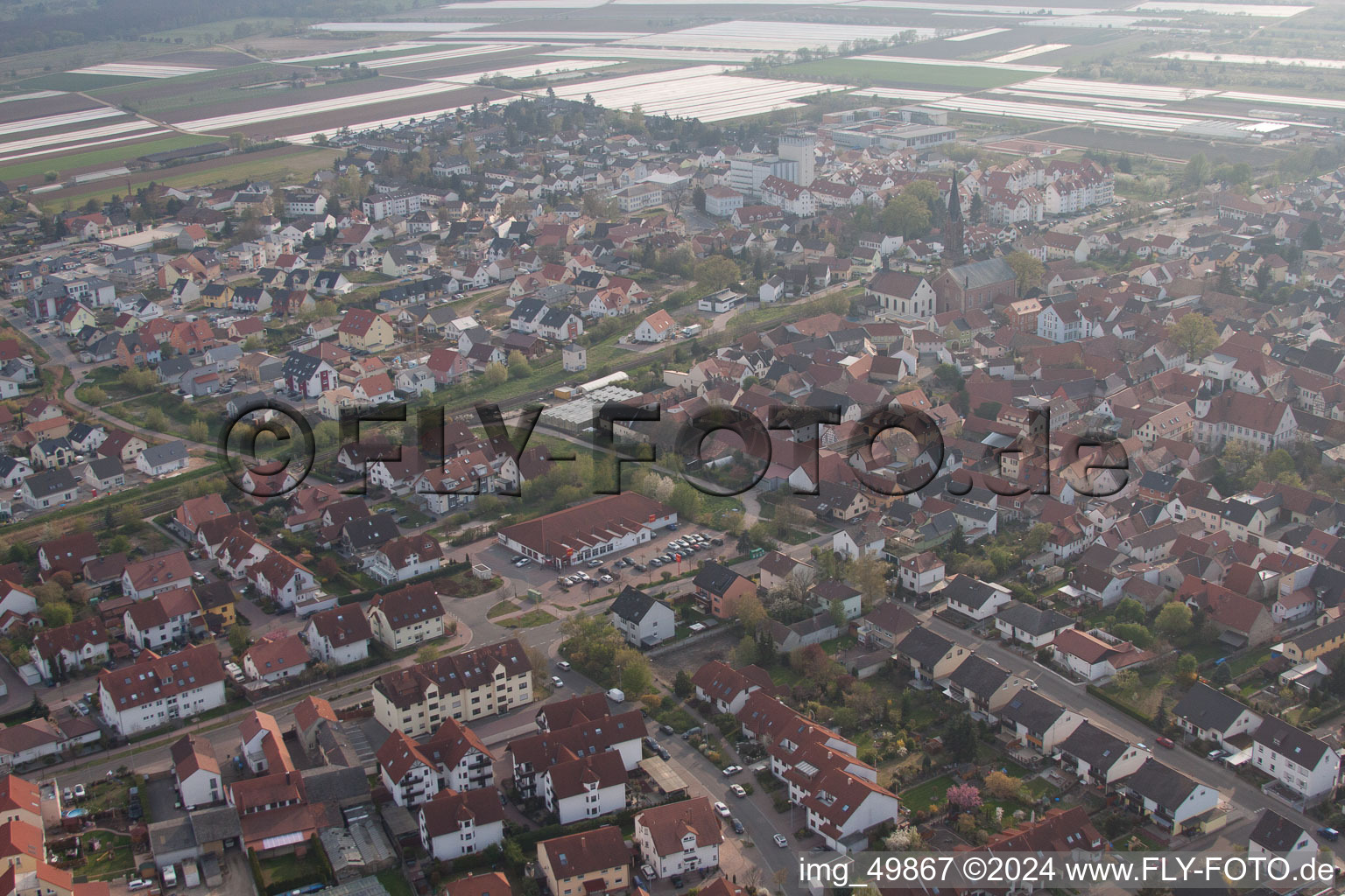 Lambsheim in the state Rhineland-Palatinate, Germany from a drone