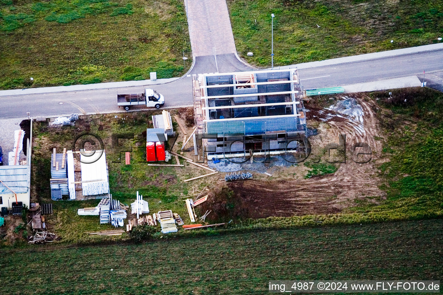 New development area in the NE in the district Schaidt in Wörth am Rhein in the state Rhineland-Palatinate, Germany out of the air