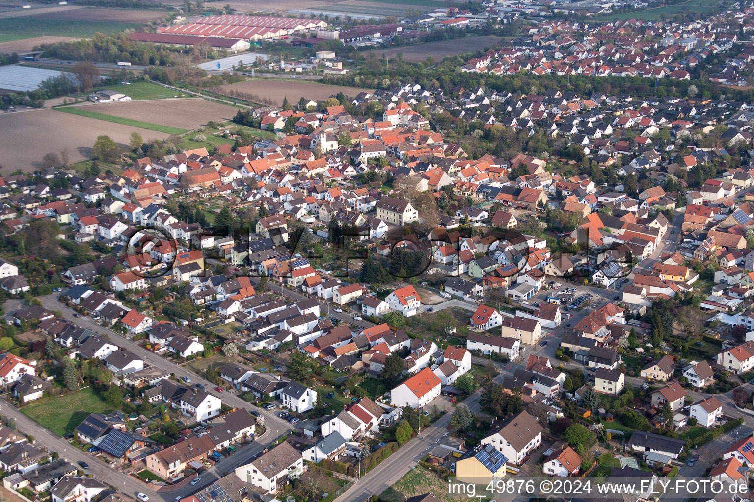 Town View of the streets and houses of the residential areas in Schauernheim in the state Rhineland-Palatinate, Germany