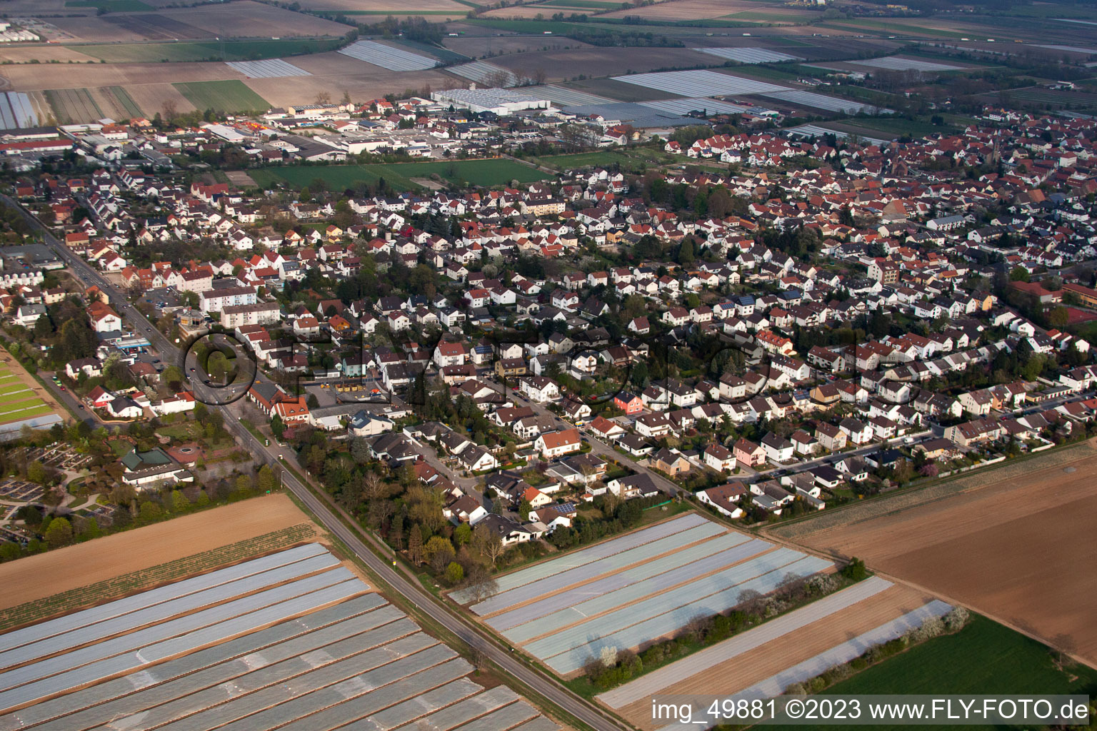Oblique view of District Dannstadt in Dannstadt-Schauernheim in the state Rhineland-Palatinate, Germany