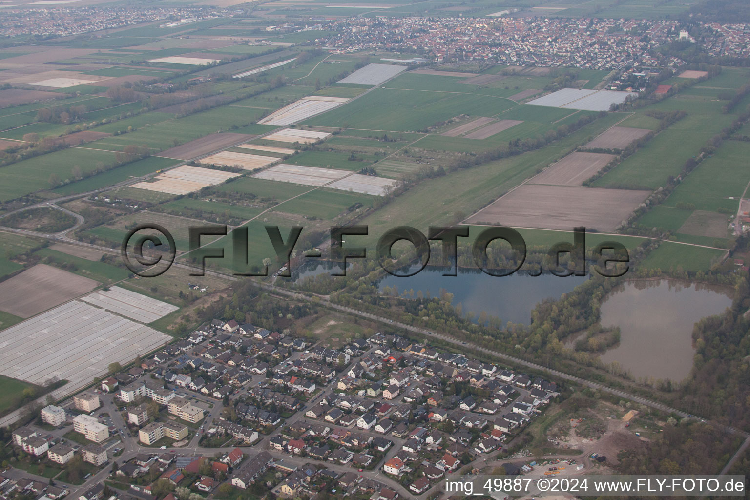 Oblique view of Haßloch in the state Rhineland-Palatinate, Germany