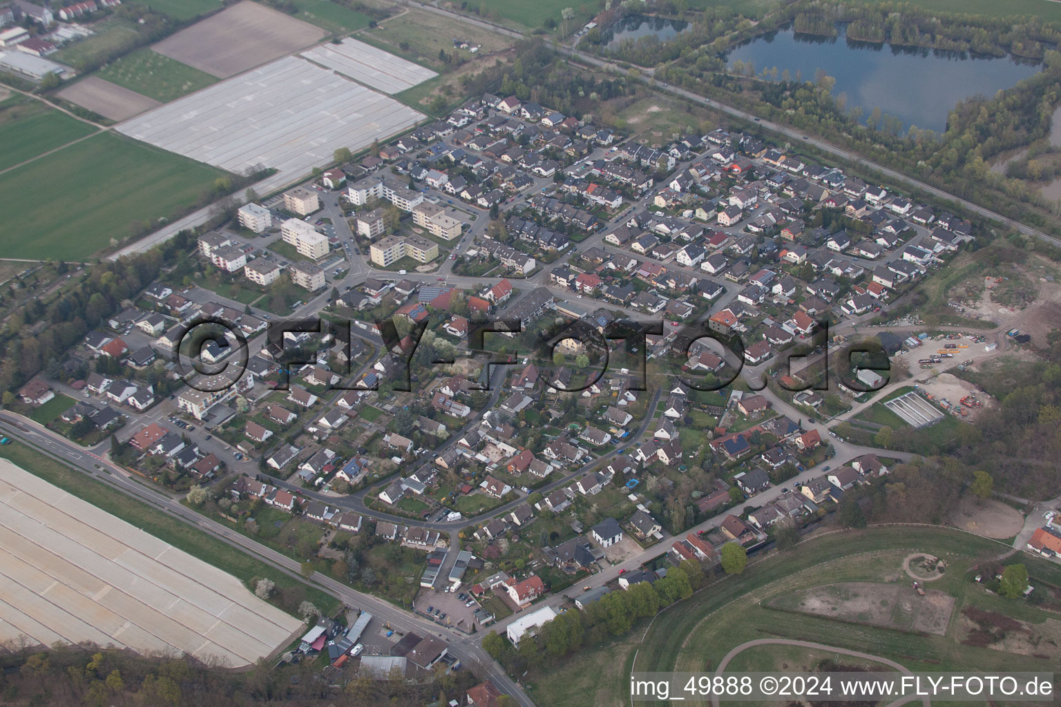 Haßloch in the state Rhineland-Palatinate, Germany from above