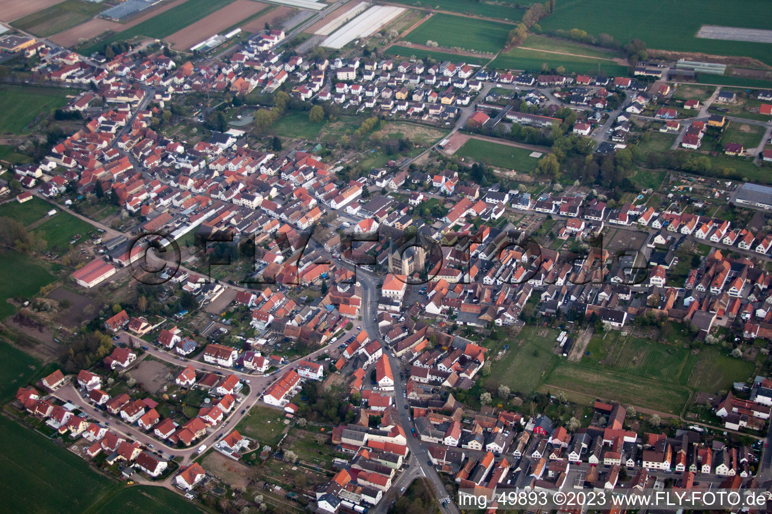 Aerial photograpy of Geinsheim in the state Rhineland-Palatinate, Germany