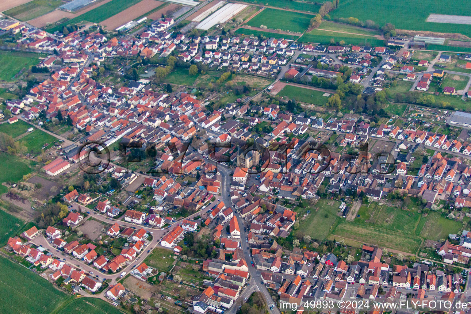 Aerial photograpy of Geinsheim in the state Rhineland-Palatinate, Germany