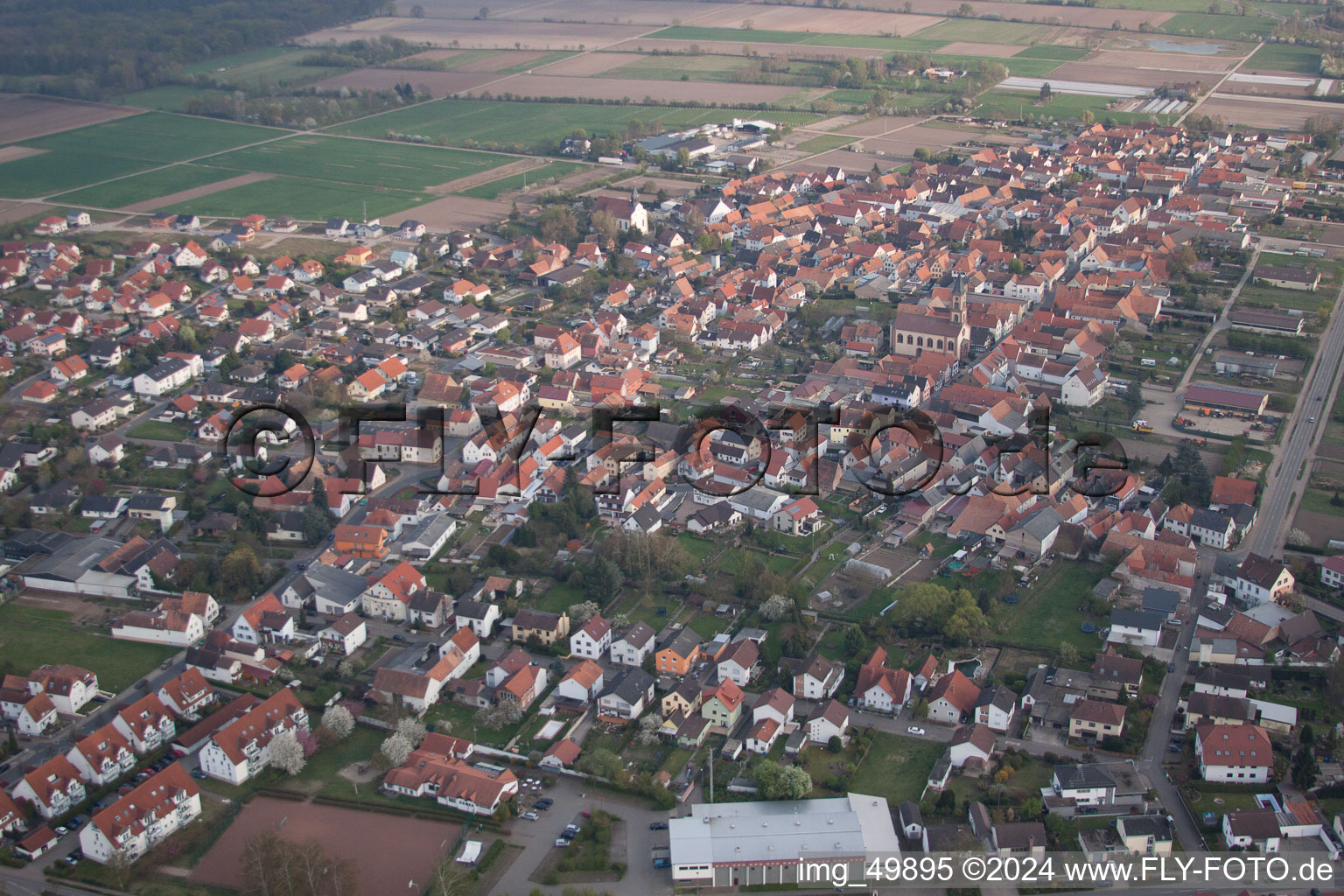 Zeiskam in the state Rhineland-Palatinate, Germany from above