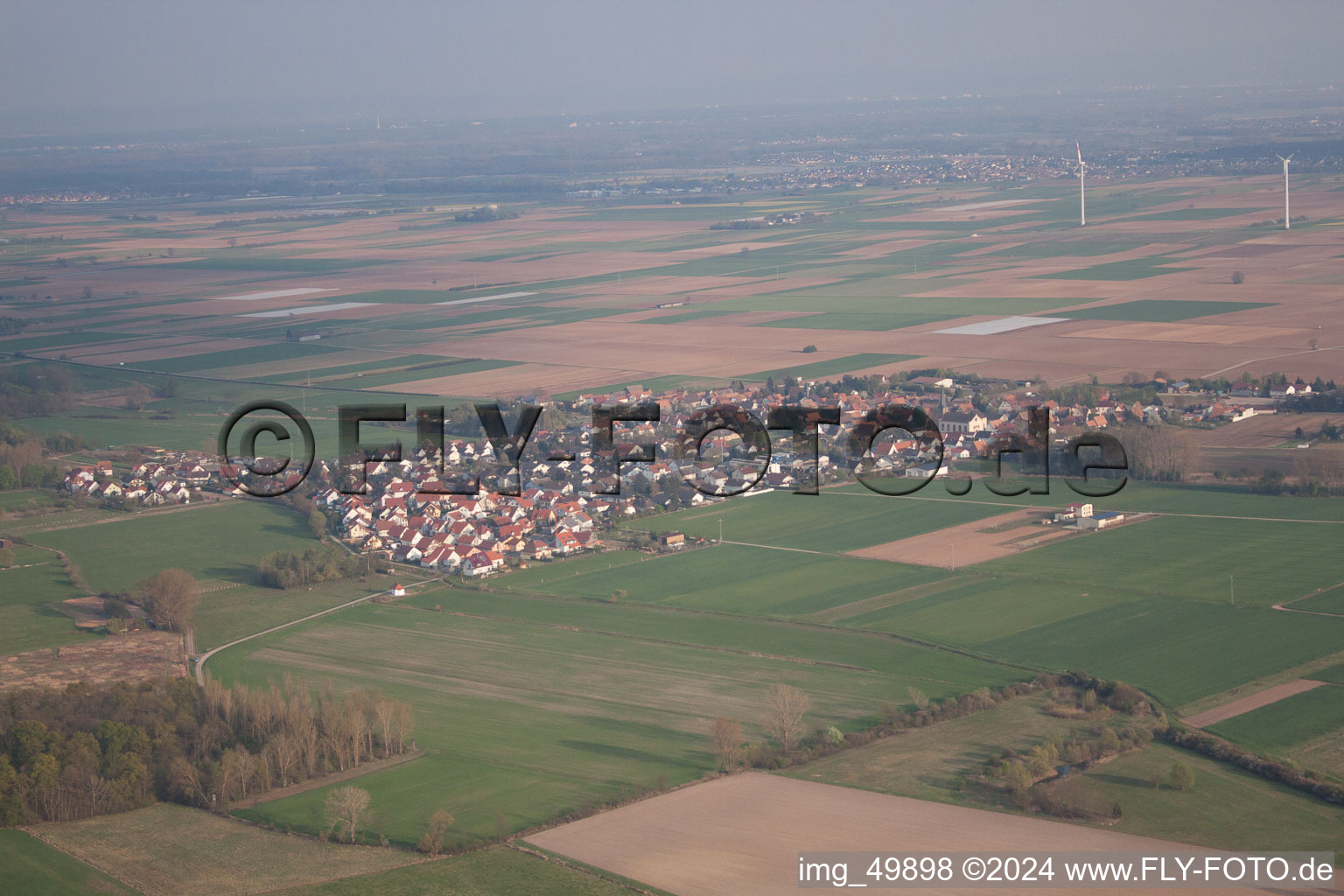 Oblique view of District Ottersheim in Ottersheim bei Landau in the state Rhineland-Palatinate, Germany