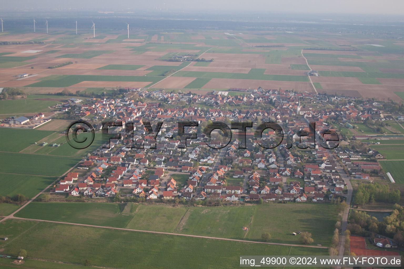 District Ottersheim in Ottersheim bei Landau in the state Rhineland-Palatinate, Germany out of the air