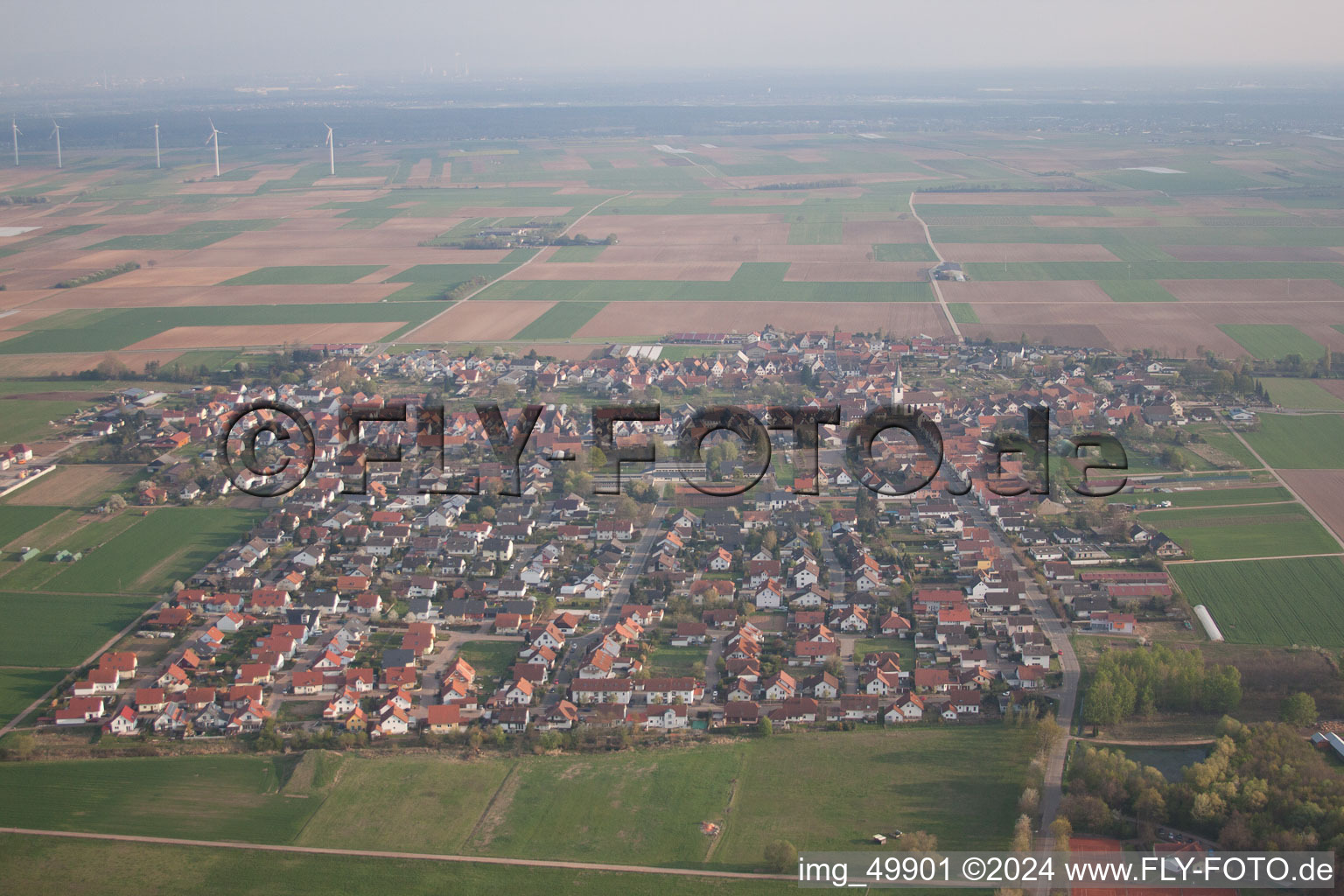 District Ottersheim in Ottersheim bei Landau in the state Rhineland-Palatinate, Germany seen from above