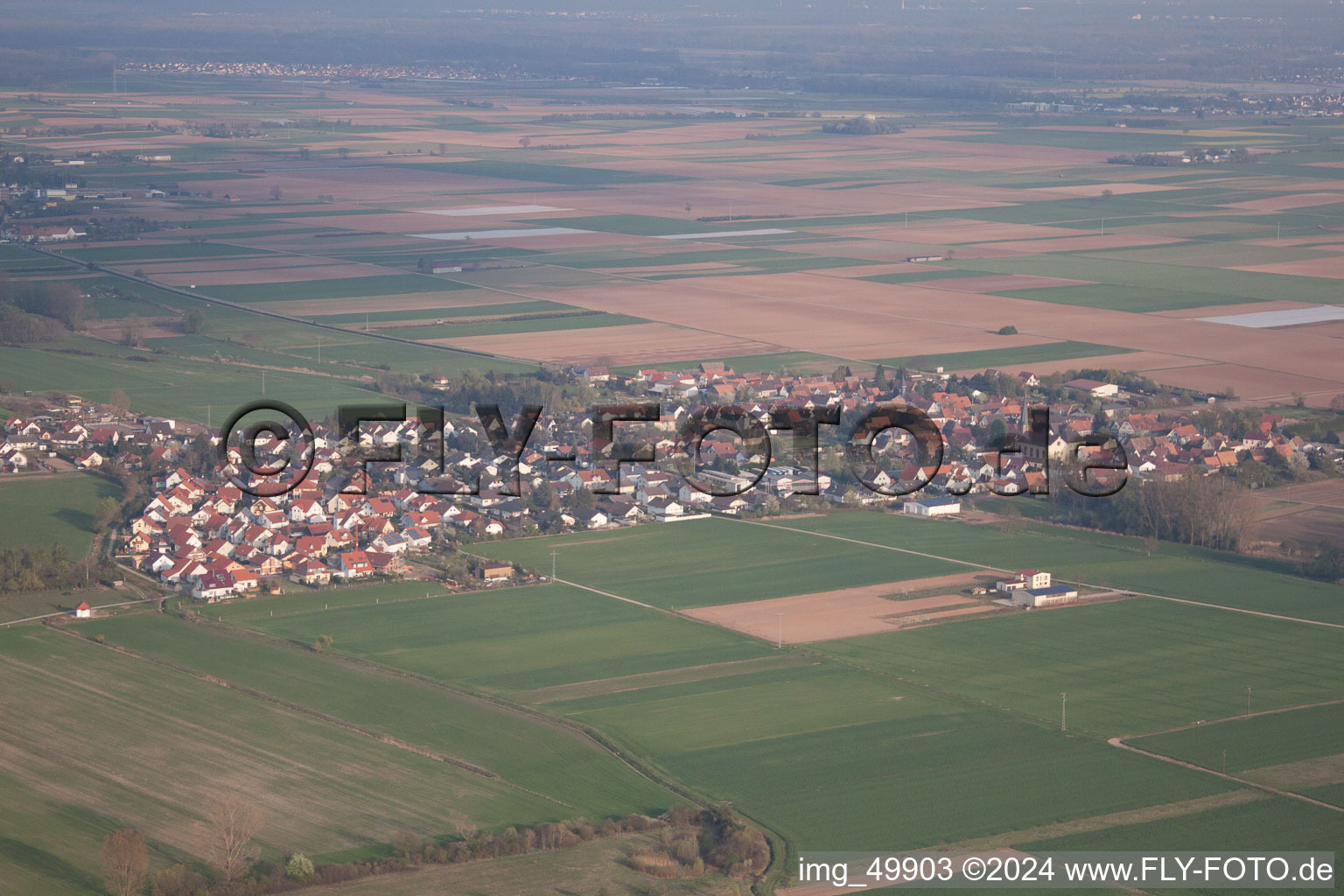 Bird's eye view of District Ottersheim in Ottersheim bei Landau in the state Rhineland-Palatinate, Germany