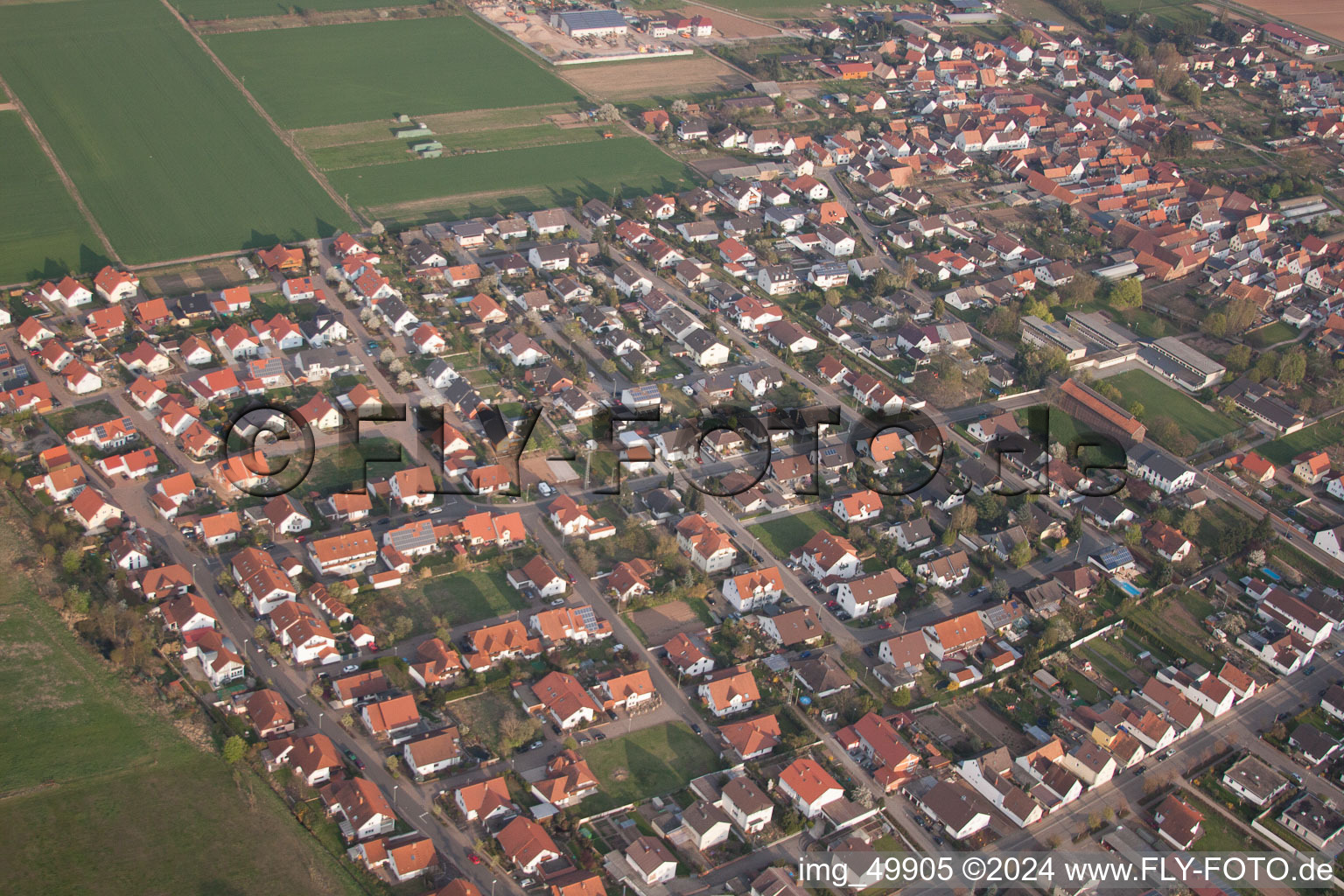 Ottersheim bei Landau in the state Rhineland-Palatinate, Germany from a drone