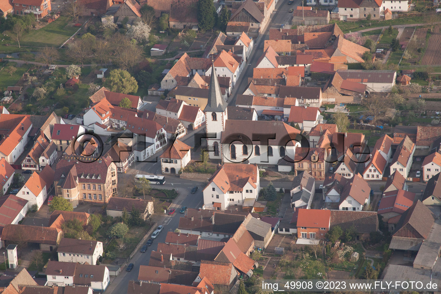 Aerial photograpy of Ottersheim bei Landau in the state Rhineland-Palatinate, Germany