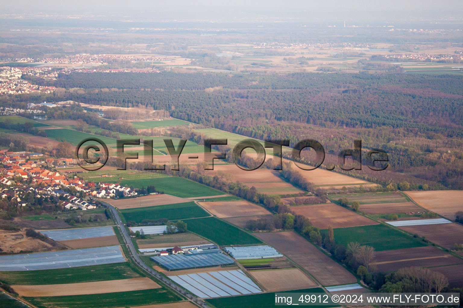 Rülzheim in the state Rhineland-Palatinate, Germany from the plane