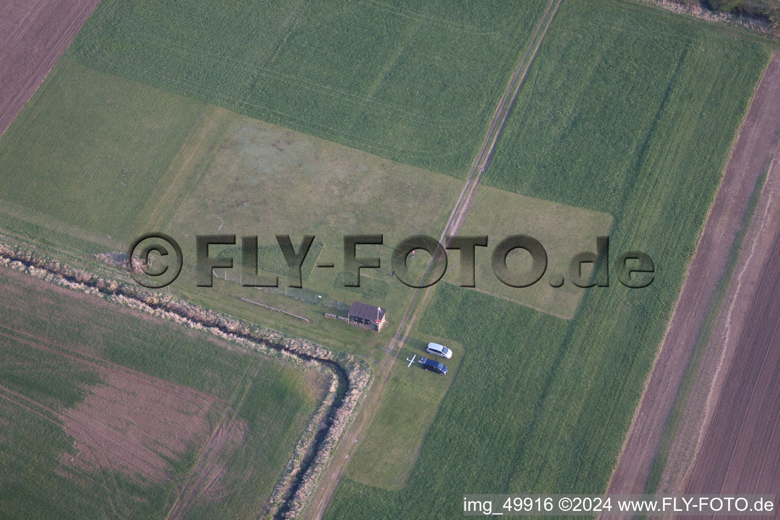 Aerial view of Model airfield in Hatzenbühl in the state Rhineland-Palatinate, Germany