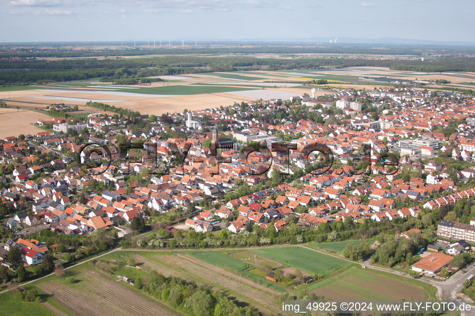 Kandel in the state Rhineland-Palatinate, Germany from a drone