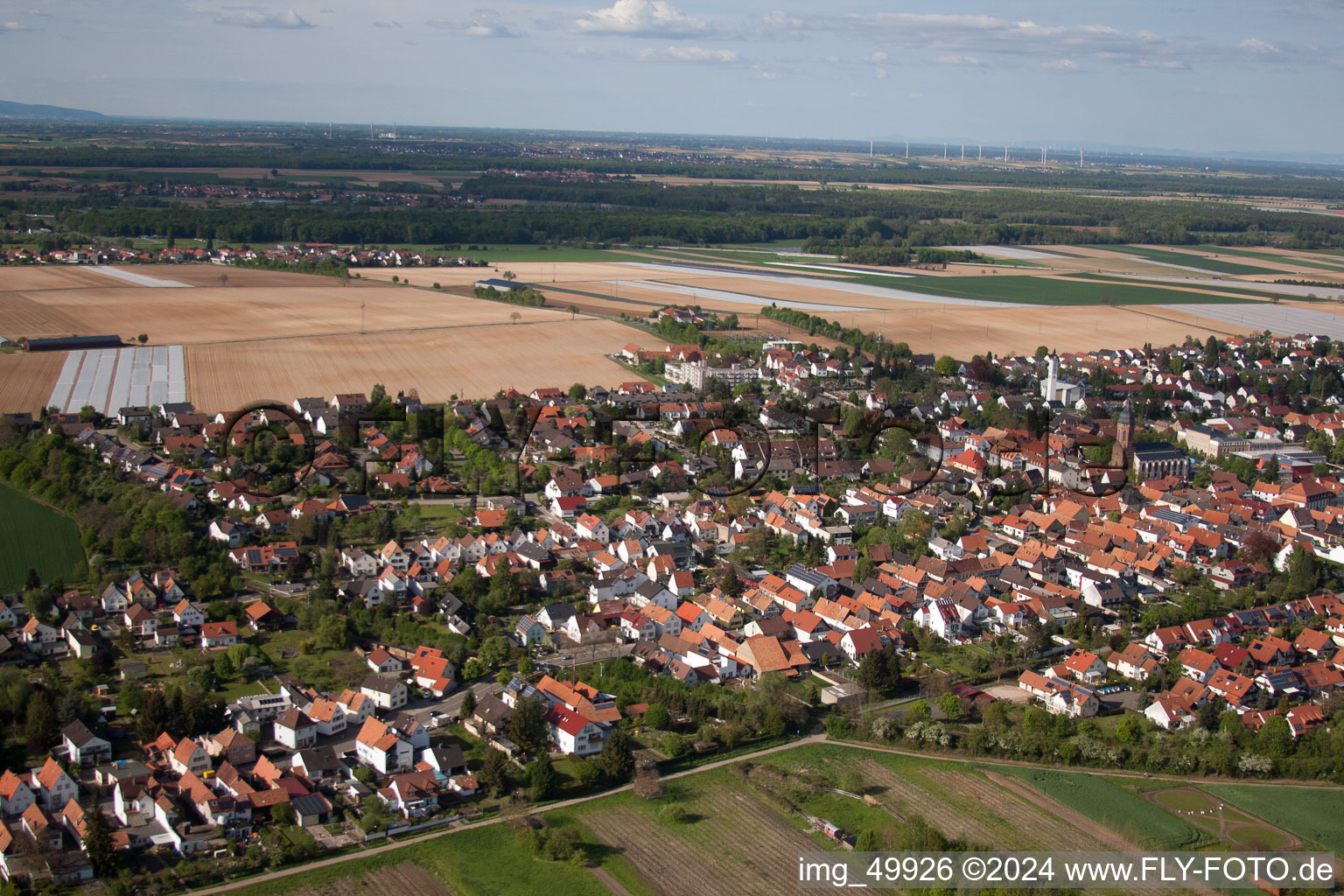 Kandel in the state Rhineland-Palatinate, Germany seen from a drone