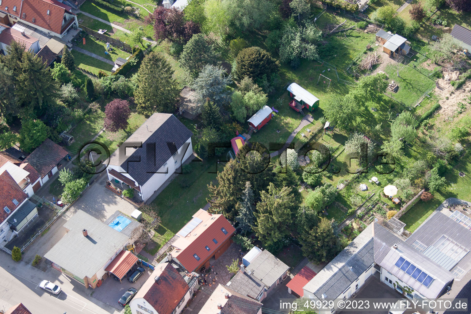 Saarstrasse Villa Kunterbunt in Kandel in the state Rhineland-Palatinate, Germany from the drone perspective