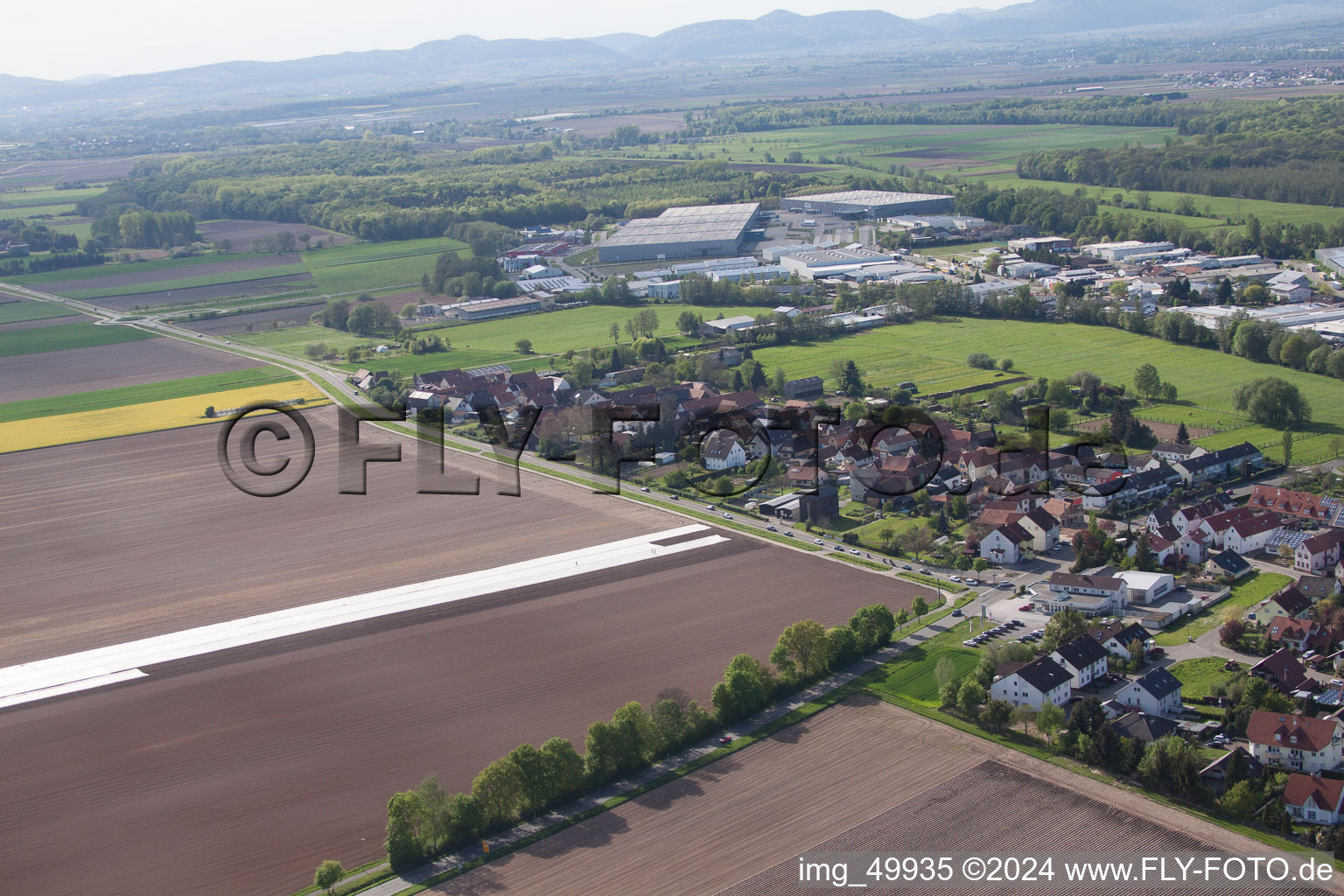 Drone recording of District Minderslachen in Kandel in the state Rhineland-Palatinate, Germany