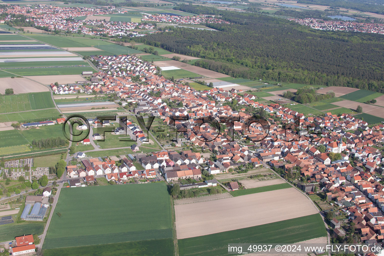 Hatzenbühl in the state Rhineland-Palatinate, Germany from the plane