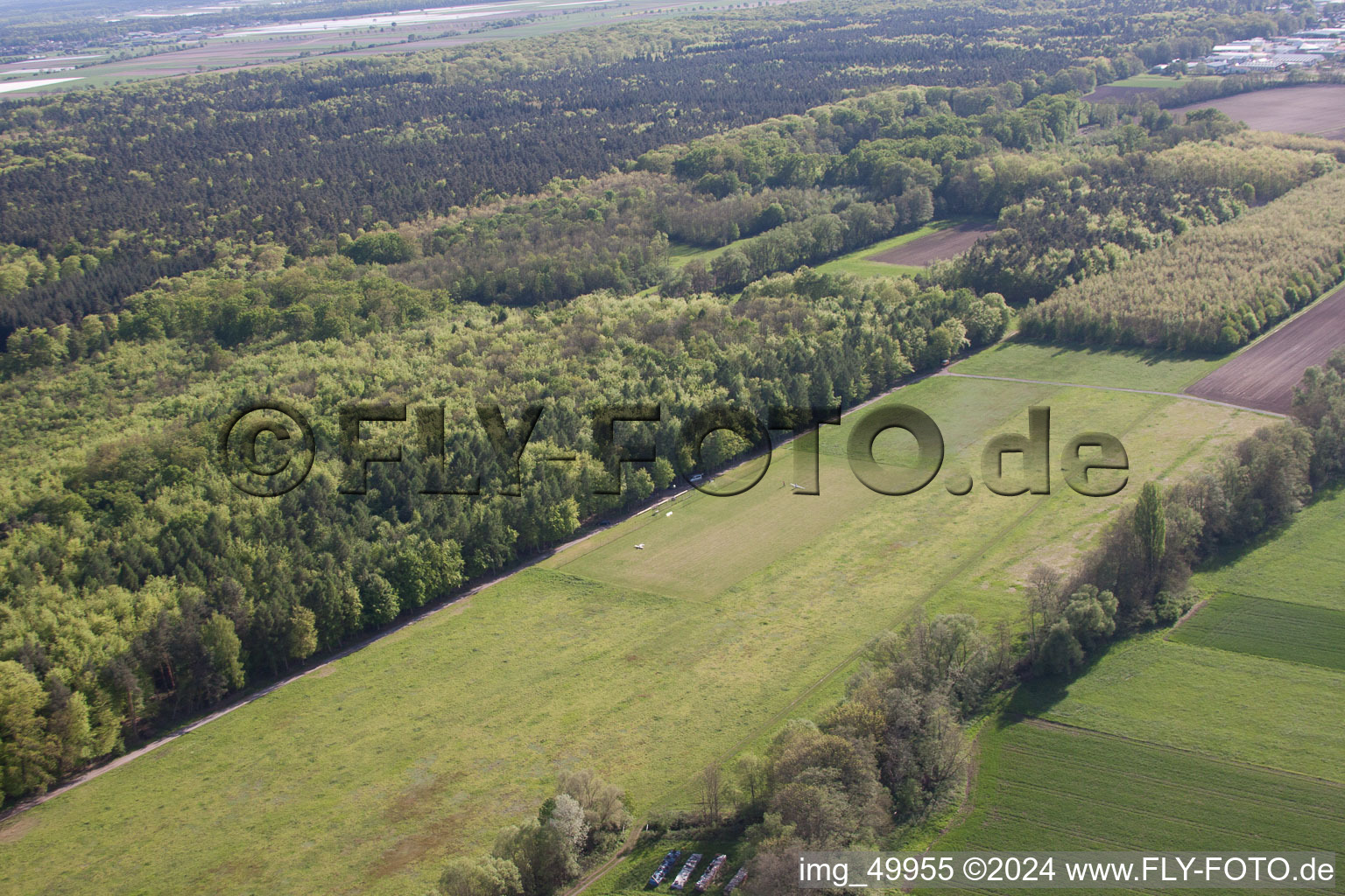 Model airfield of MSC Rülzheim from the northeast - top right Herxheimer industrial area Gäxwald in Rülzheim in the state Rhineland-Palatinate, Germany