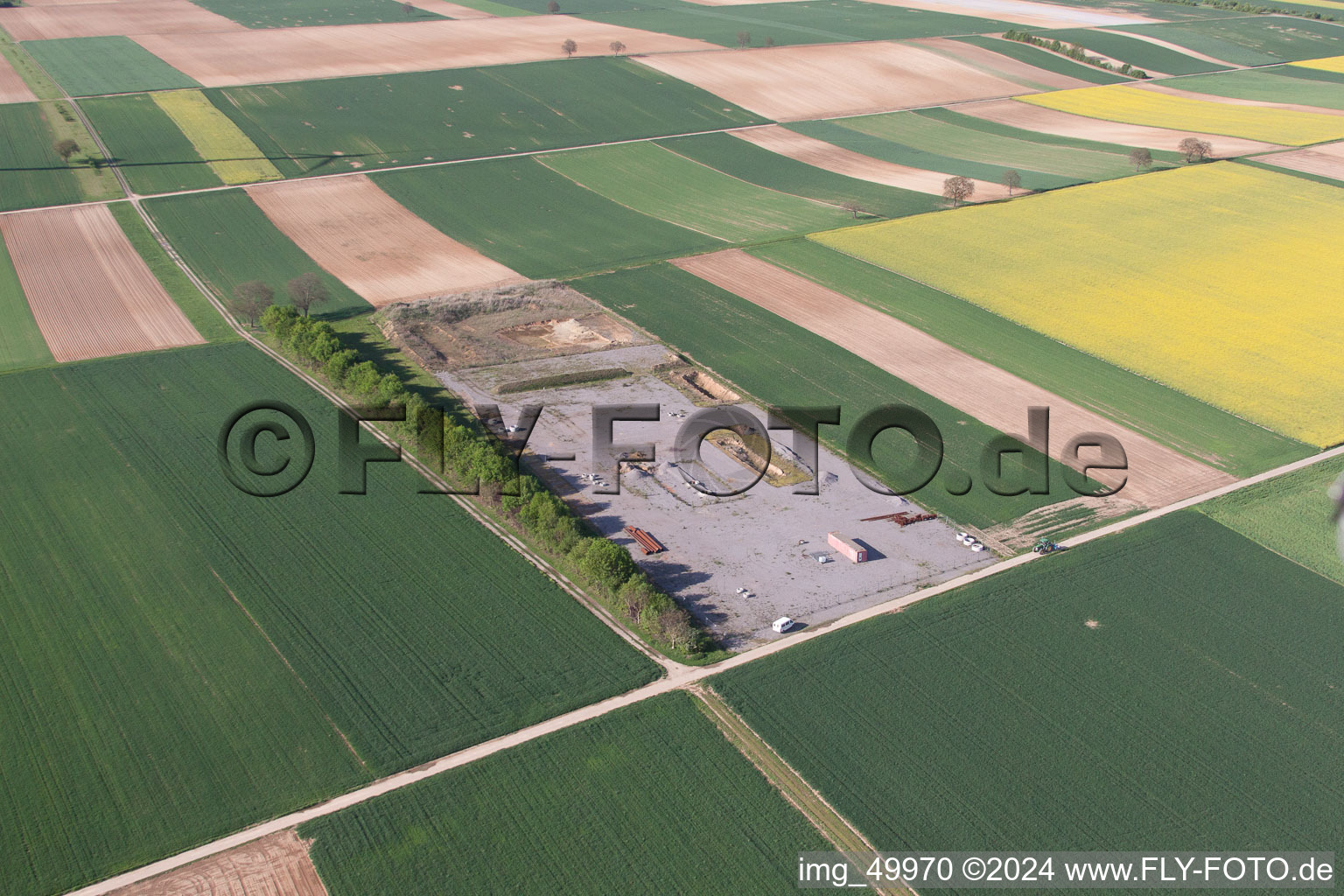 Aerial photograpy of Geothermal construction site in Herxheimweyher in the state Rhineland-Palatinate, Germany