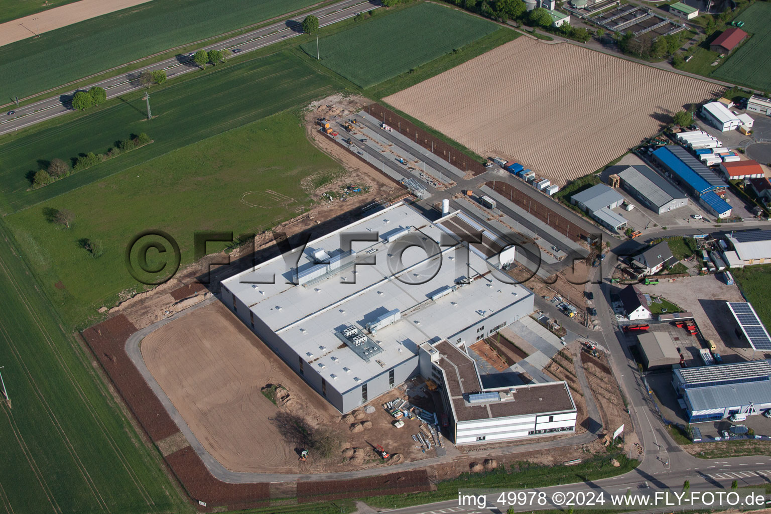 Aerial view of New DBK building in Rülzheim in the state Rhineland-Palatinate, Germany