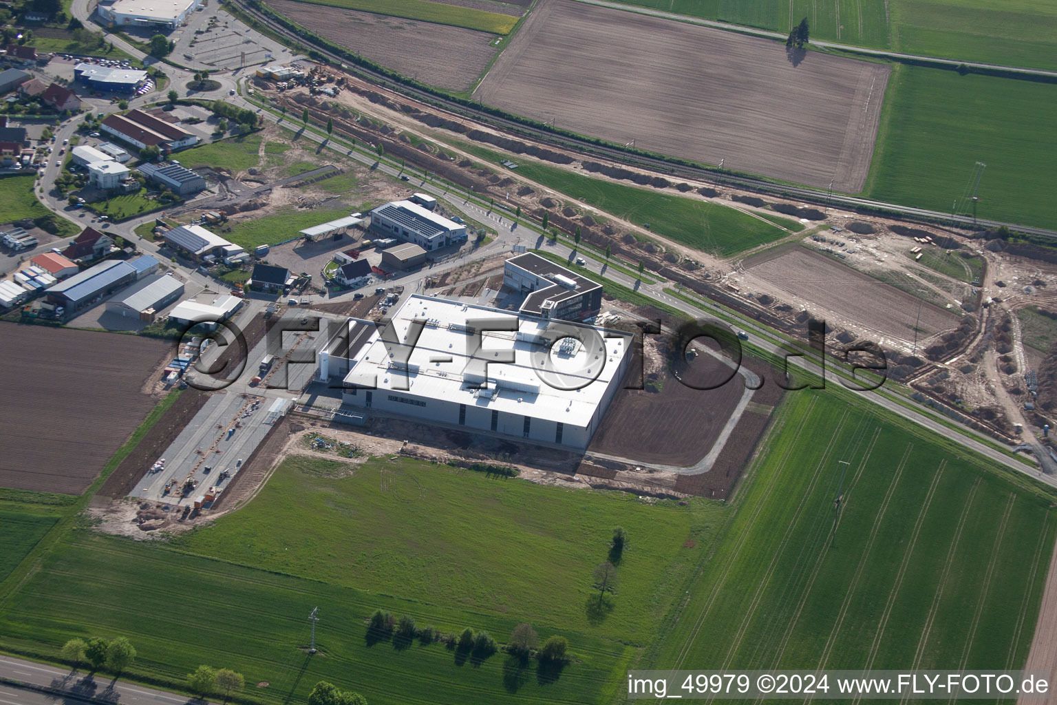 Aerial photograpy of New DBK building in Rülzheim in the state Rhineland-Palatinate, Germany