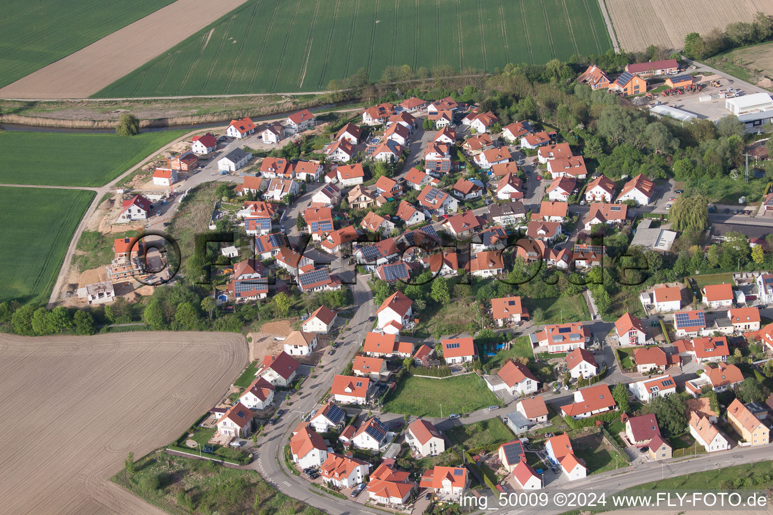 Leimersheim in the state Rhineland-Palatinate, Germany from a drone