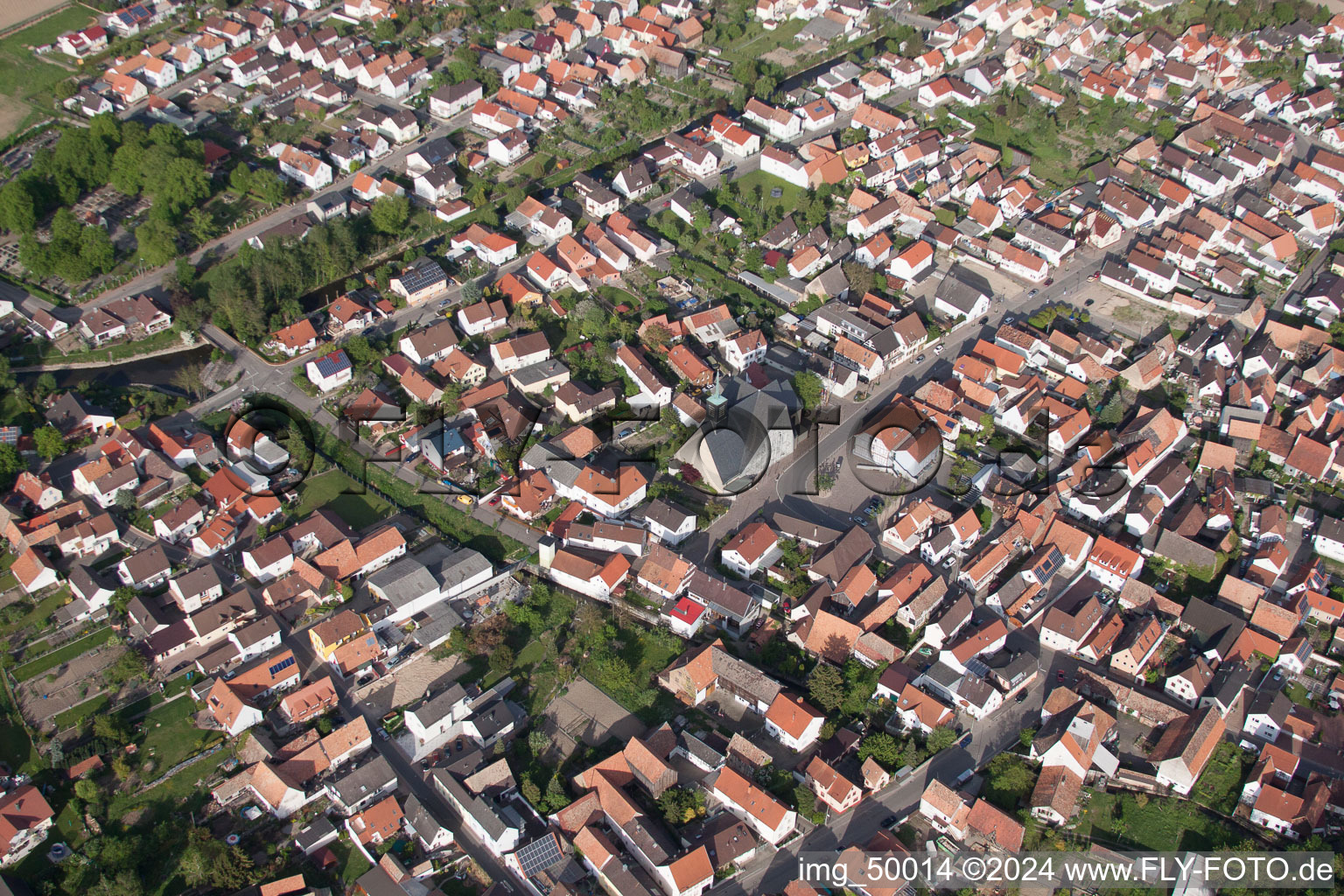 Aerial photograpy of Leimersheim in the state Rhineland-Palatinate, Germany