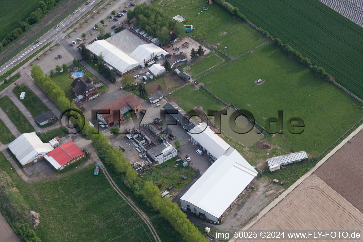 Adamshof after the fire in the Easter egg hall in Kandel in the state Rhineland-Palatinate, Germany