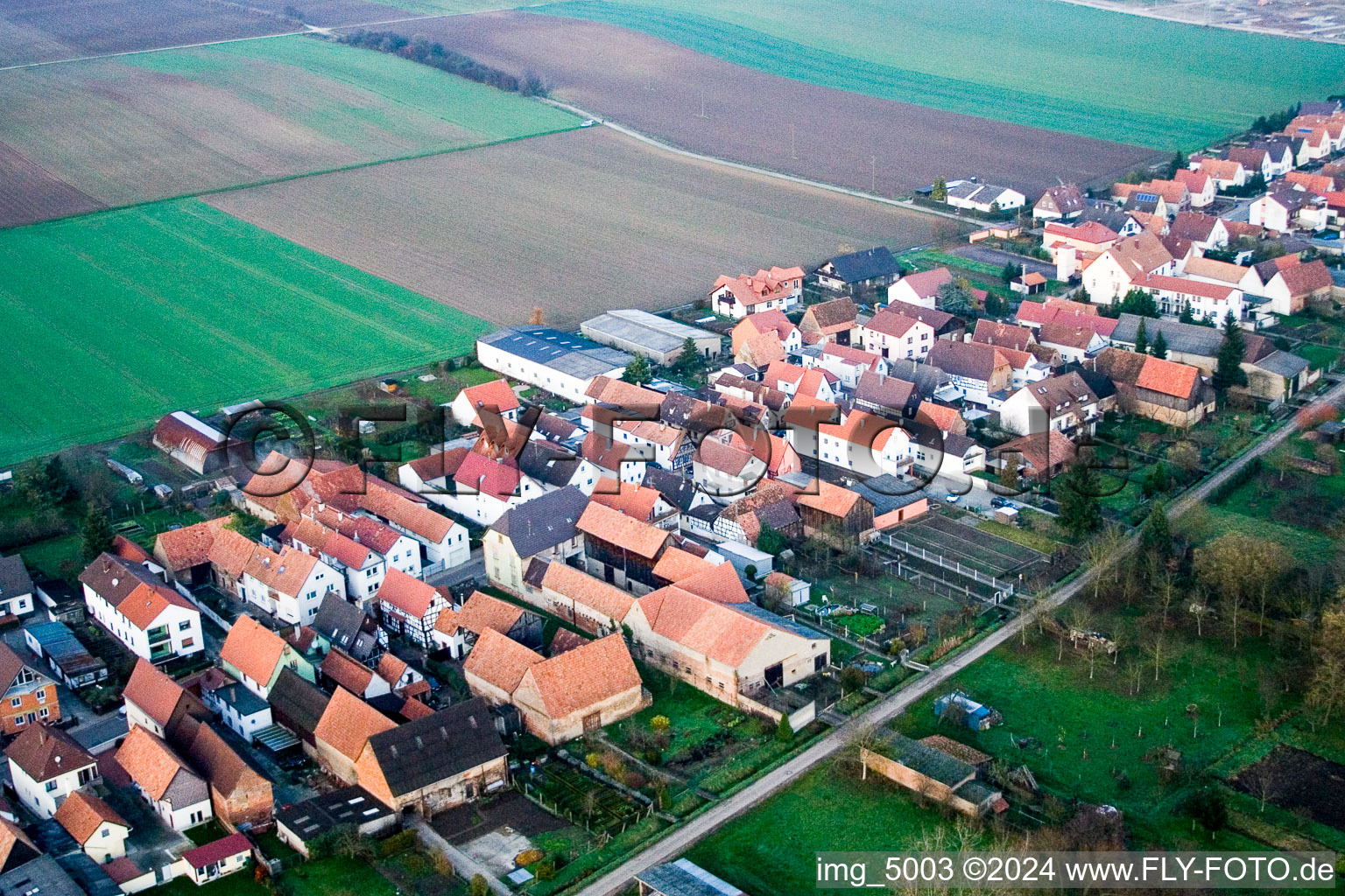 Saarstr in Kandel in the state Rhineland-Palatinate, Germany from the plane