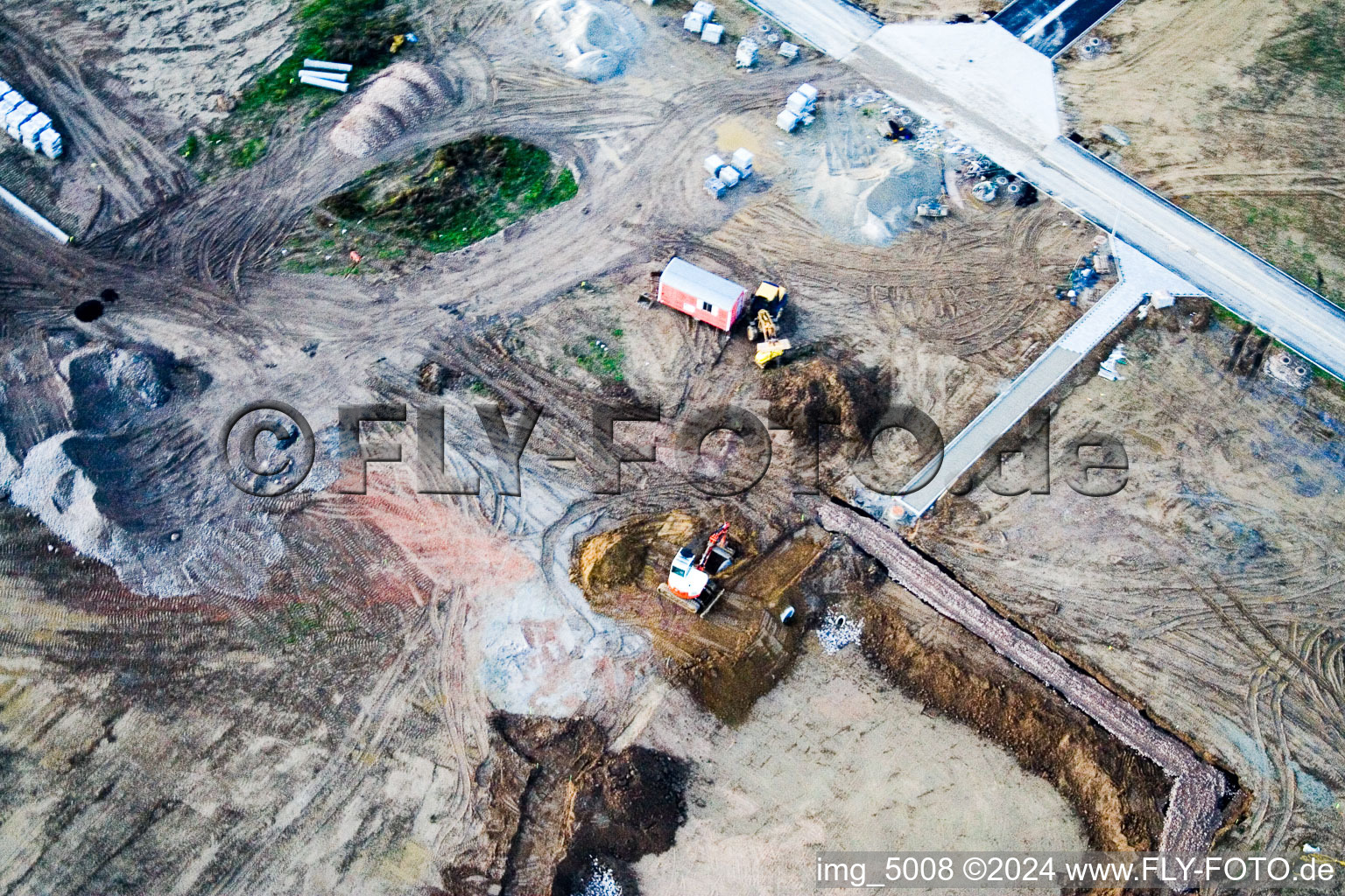 New development area Am Höhenweg in Kandel in the state Rhineland-Palatinate, Germany from above