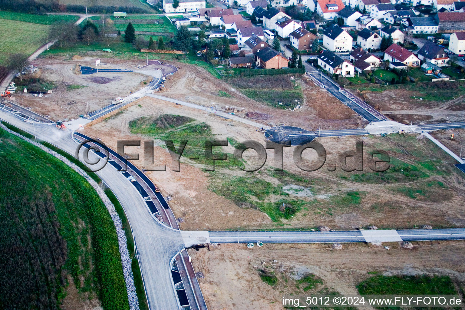 New development area Am Höhenweg in Kandel in the state Rhineland-Palatinate, Germany seen from above