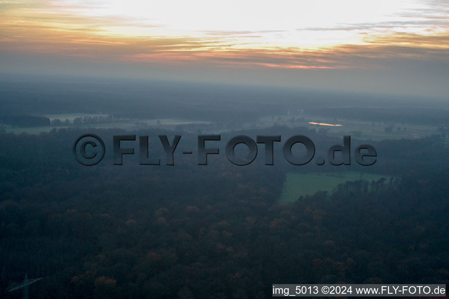 Aerial view of Bienwald in Kandel in the state Rhineland-Palatinate, Germany