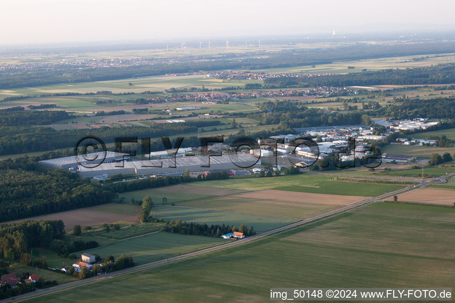 Drone image of District Minderslachen in Kandel in the state Rhineland-Palatinate, Germany