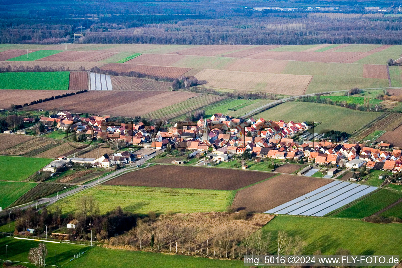 Erlenbach bei Kandel in the state Rhineland-Palatinate, Germany from the plane