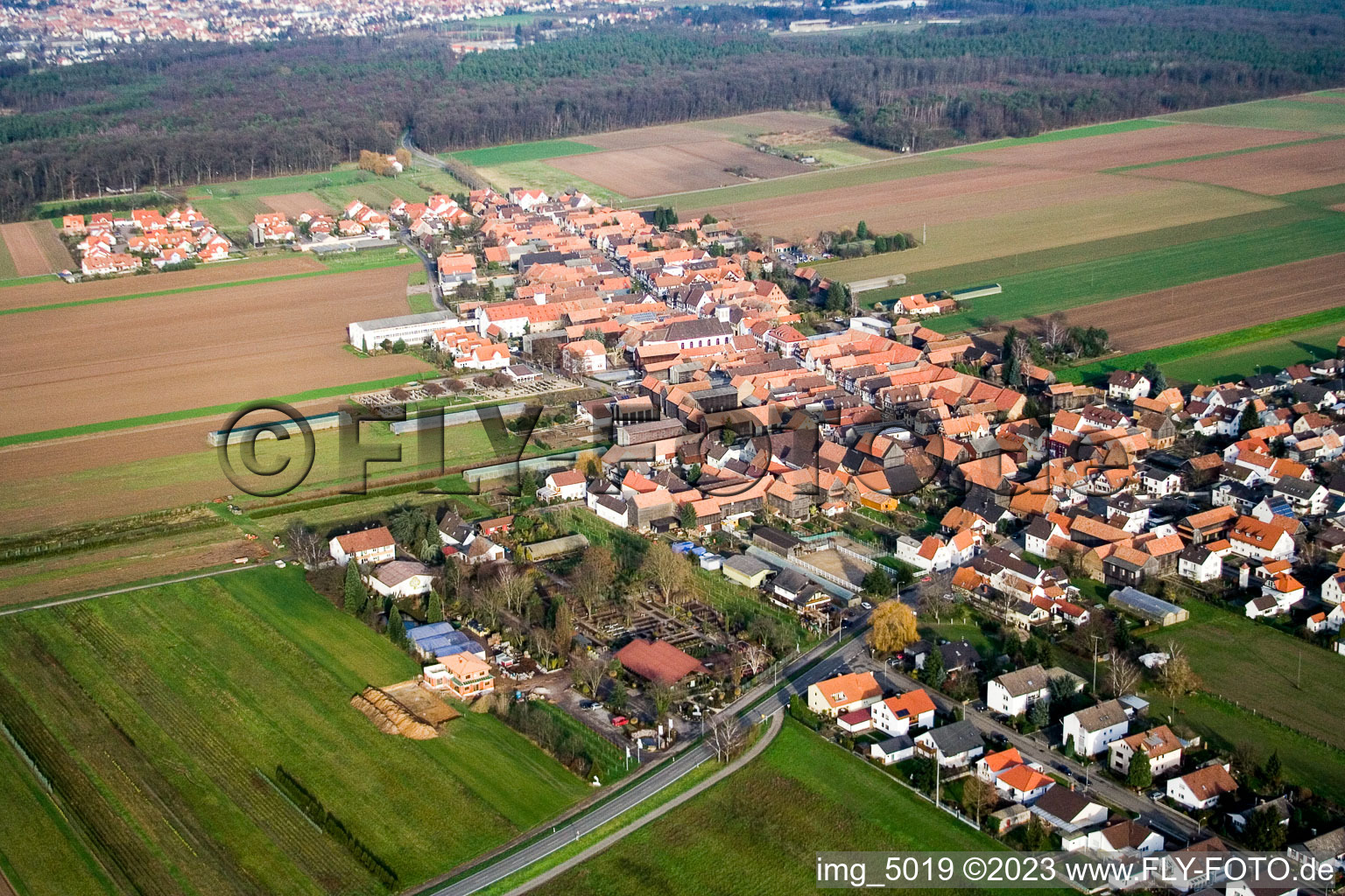 Aerial view of Konrad Nursery/Garden Centre in the district Hayna in Herxheim bei Landau in the state Rhineland-Palatinate, Germany