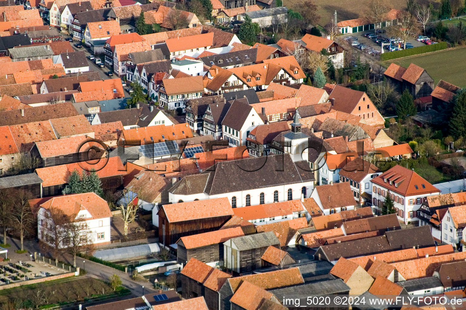 Aerial view of From the southwest in the district Hayna in Herxheim bei Landau in the state Rhineland-Palatinate, Germany