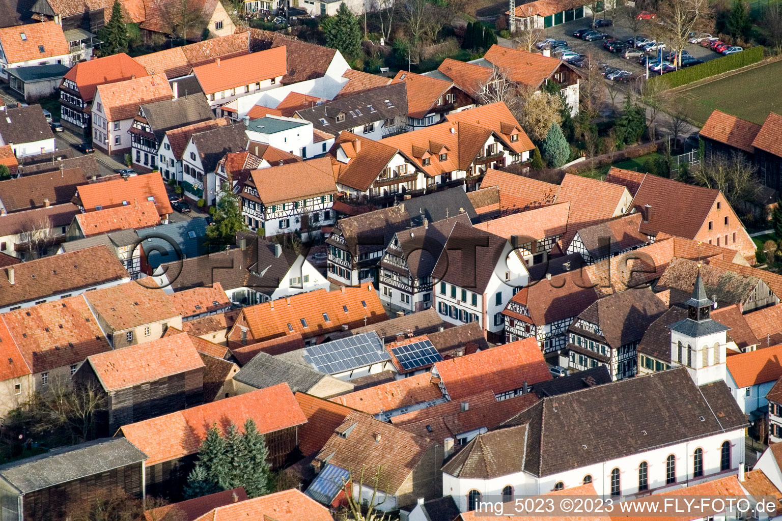 Aerial photograpy of From the southwest in the district Hayna in Herxheim bei Landau in the state Rhineland-Palatinate, Germany