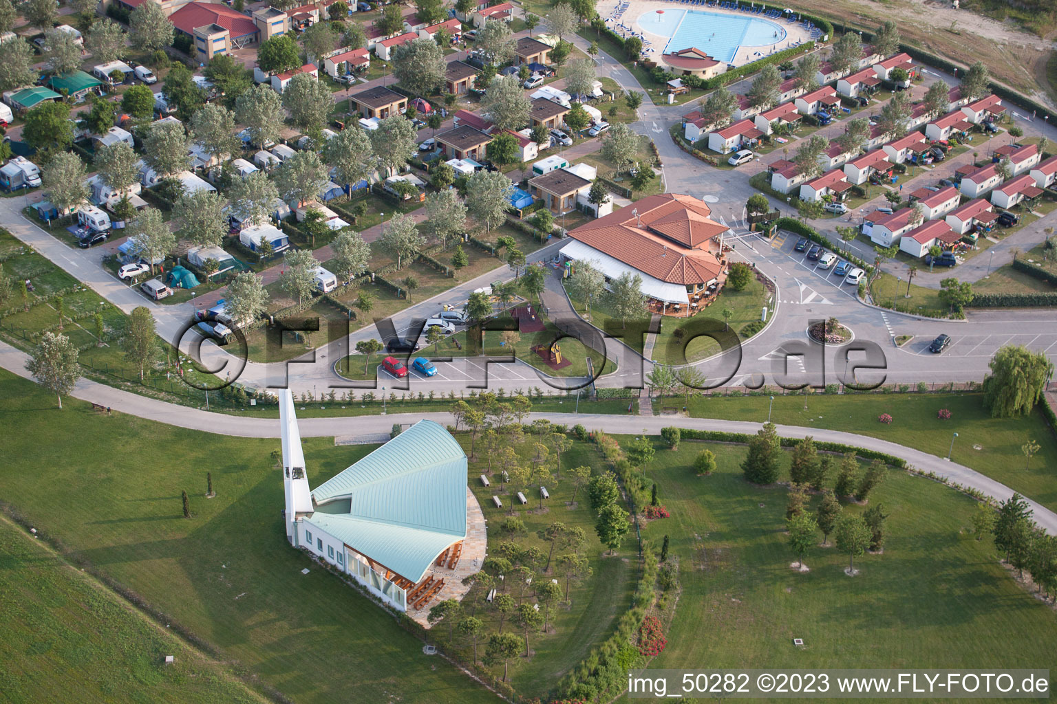 Drone image of Caorle in the state Veneto, Italy