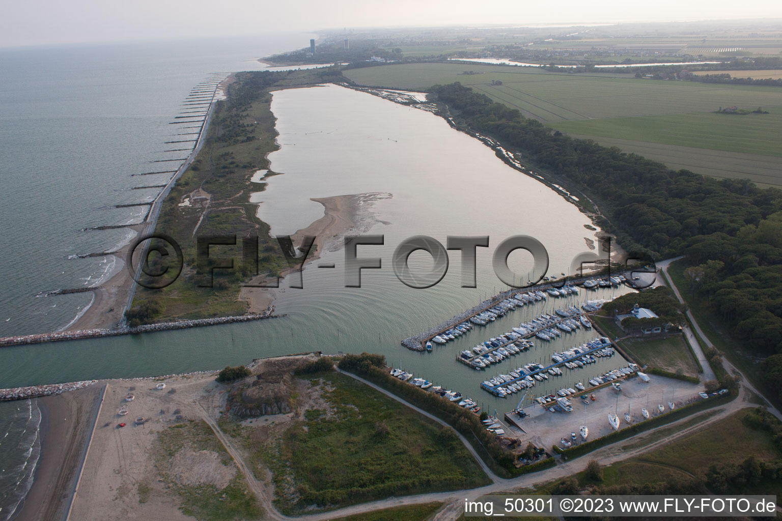Aerial view of Marieclea Club in Eraclea Mare in the state Veneto, Italy
