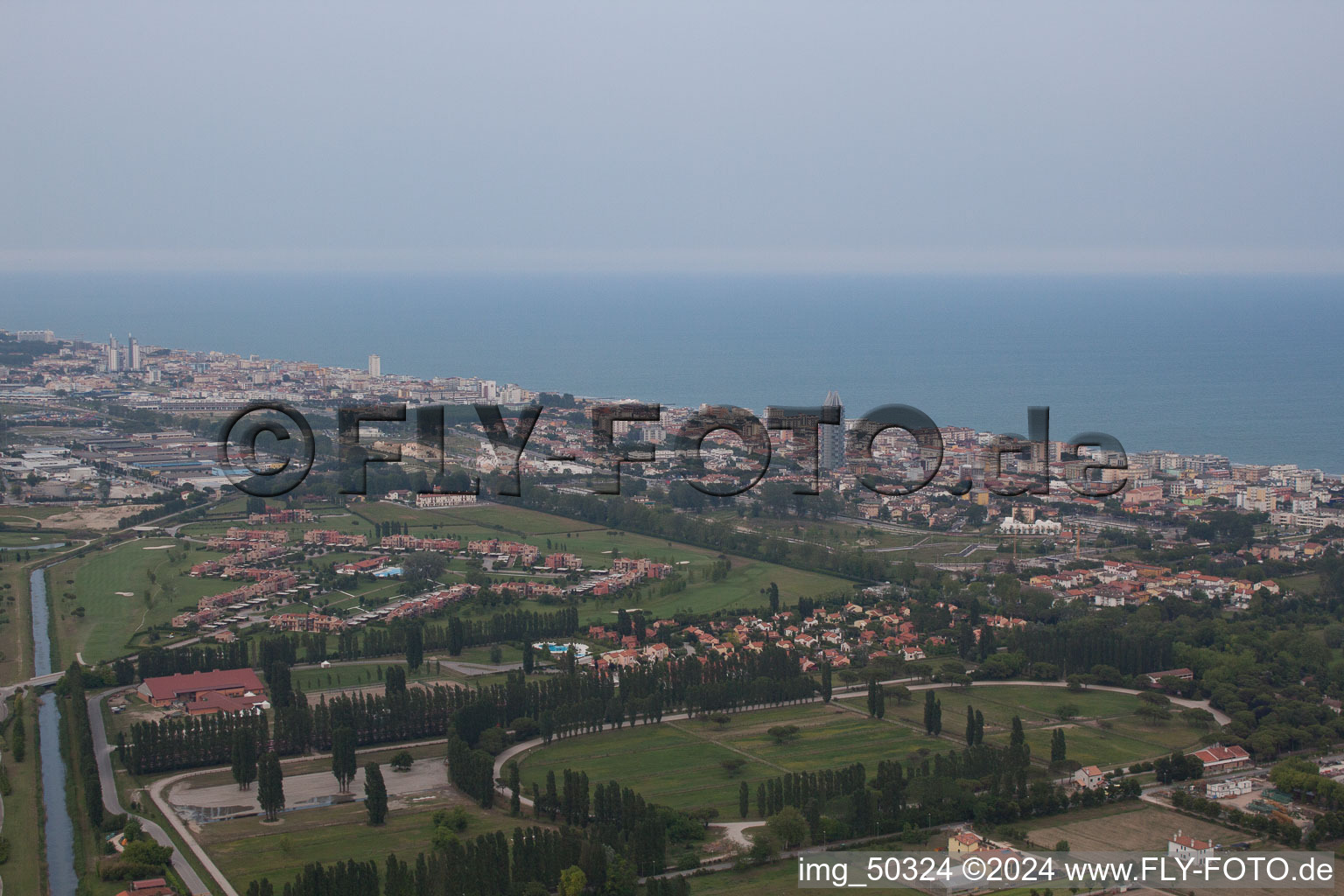 Aerial photograpy of Lido di Jesolo in the state Metropolitanstadt Venedig, Italy